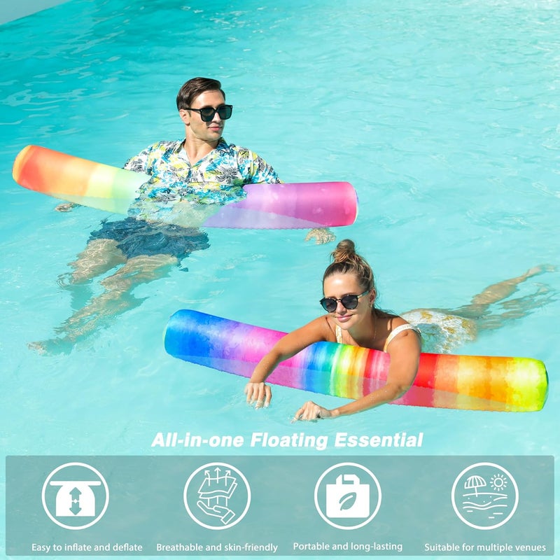 FindUWill Inflatable Swim Pool Noodles, 2 Pack Soft Fabric Covered Large Swim Noodles for Floating, Pool Floats Adult for Pool, Lake, Beach - Image 3